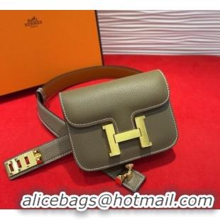 Best Product Hermes Constance Slim Pouch Belt 2.4cm in Grained Calfskin with Studs Buckle H072401 Grey 2025