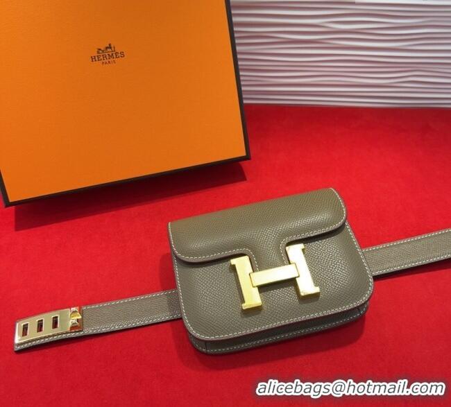Best Product Hermes Constance Slim Pouch Belt 2.4cm in Grained Calfskin with Studs Buckle H072401 Grey 2025