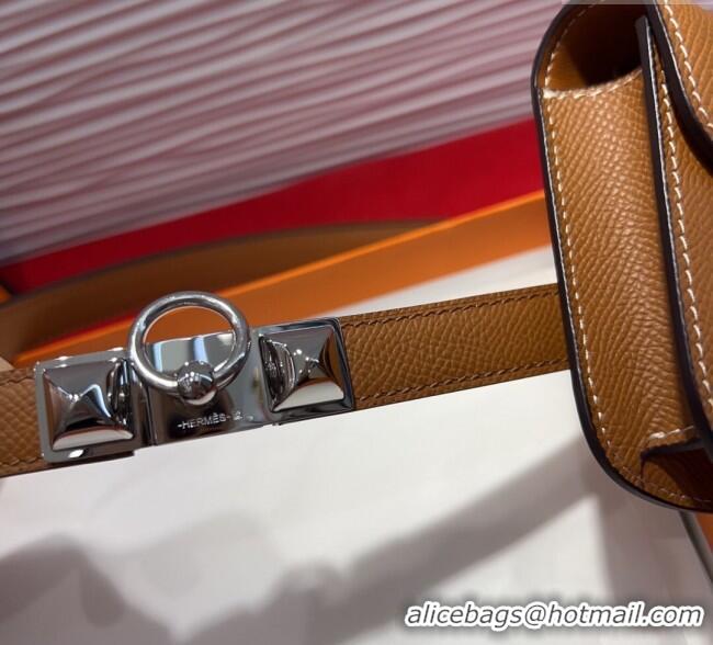 Shop Cheap Hermes Constance Slim Pouch Belt 1.7cm in Grained Calfskin with Stud Ring Buckle H072404 Brown 2025
