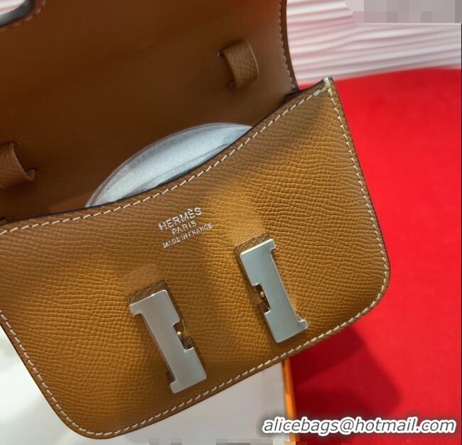 Shop Cheap Hermes Constance Slim Pouch Belt 1.7cm in Grained Calfskin with Stud Ring Buckle H072404 Brown 2025
