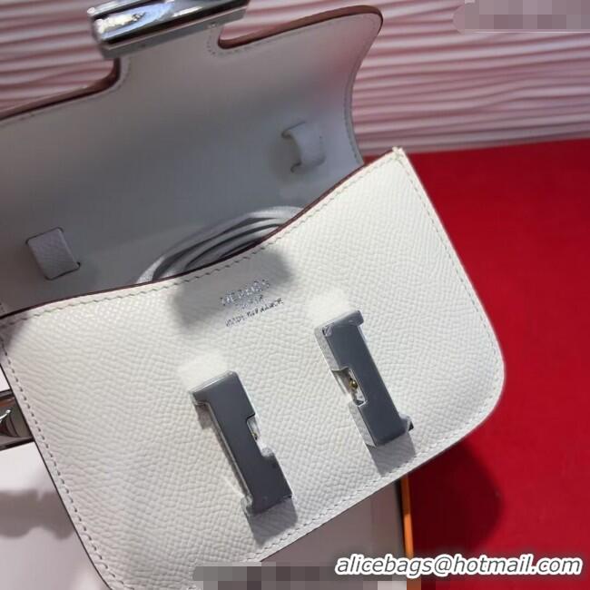 Top Design Hermes Constance Slim Pouch Belt 1.5cm in Grained Calfskin with d'Ancre Buckle H072405 White 2025