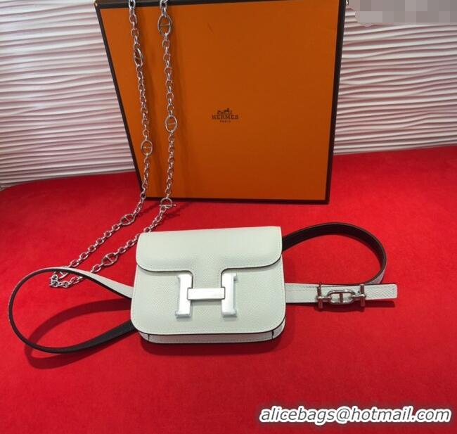 Top Design Hermes Constance Slim Pouch Belt 1.5cm in Grained Calfskin with d'Ancre Buckle H072405 White 2025