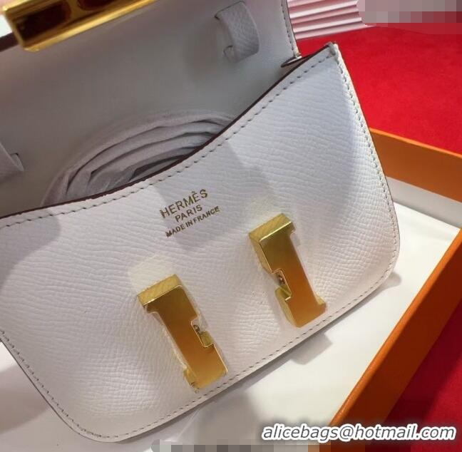 Luxury Classic Hermes Constance Slim Pouch Belt 1.5cm in Grained Calfskin with d'Ancre Buckle H072406 White 2025
