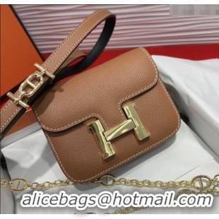 Top Quality Hermes Constance Slim Pouch Belt 1.5cm in Grained Calfskin with d'Ancre Buckle H072406 Brown 2025