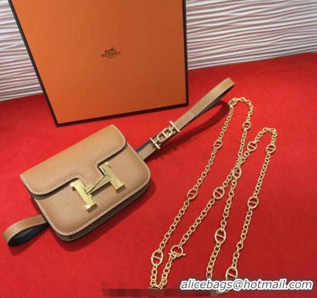 Top Quality Hermes Constance Slim Pouch Belt 1.5cm in Grained Calfskin with d'Ancre Buckle H072406 Brown 2025