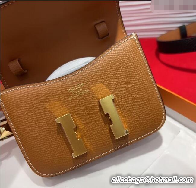 Top Quality Hermes Constance Slim Pouch Belt 1.5cm in Grained Calfskin with d'Ancre Buckle H072406 Brown 2025