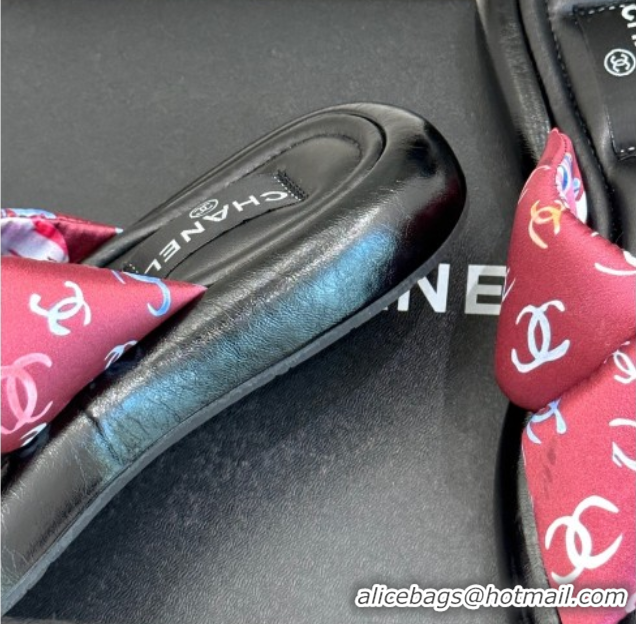 Sumptuous Chanel Printed Flat Slides Sandal Red 2025 CH071402