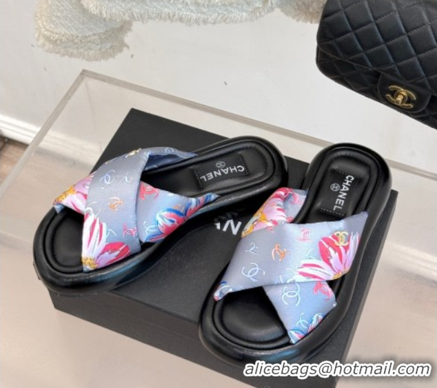 Popular Style Chanel Printed Flat Slides Sandal Grey 2025 CH071402