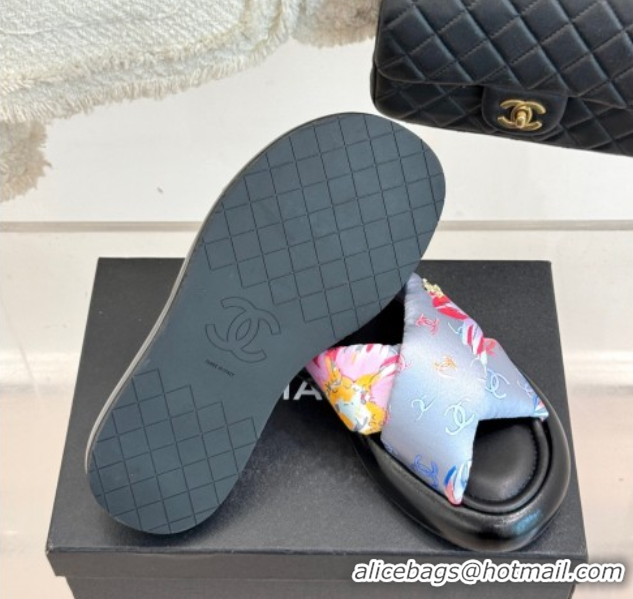 Popular Style Chanel Printed Flat Slides Sandal Grey 2025 CH071402