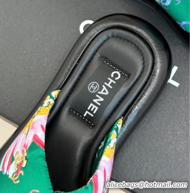 Unique Style Chanel Printed Flat Slides Sandal Green 2025 CH071402