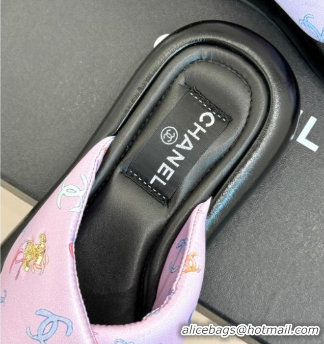 Comfortable Chanel Printed Flat Slides Sandal Pink 2025 CH071402