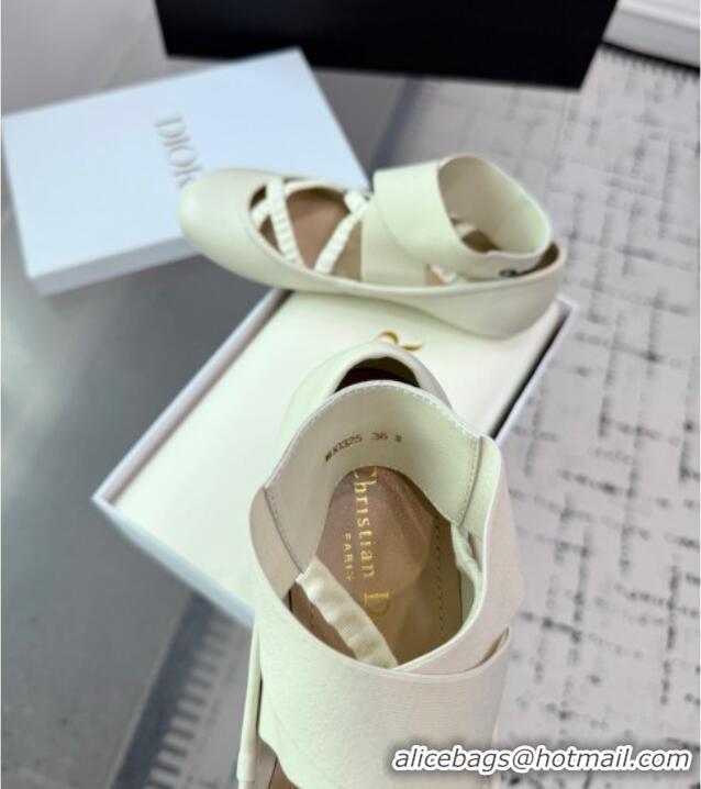 Buy New Cheap Dior Shade Ballet Flats in Satin with Elastic Straps D0001 White 2025