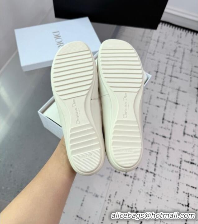 Buy New Cheap Dior Shade Ballet Flats in Satin with Elastic Straps D0001 White 2025