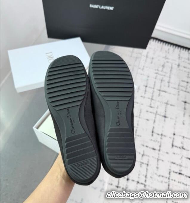 Luxury Classic Dior Shade Ballet Flats in Satin with Elastic Straps D0001 Black 2025