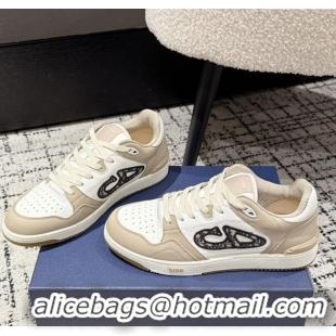 ​Spot Bulk Dior B57 Dribble Low-Top Sneakers in Smooth Calfskin with Beige and Black Dior Oblique Jacquard D0007 White/B