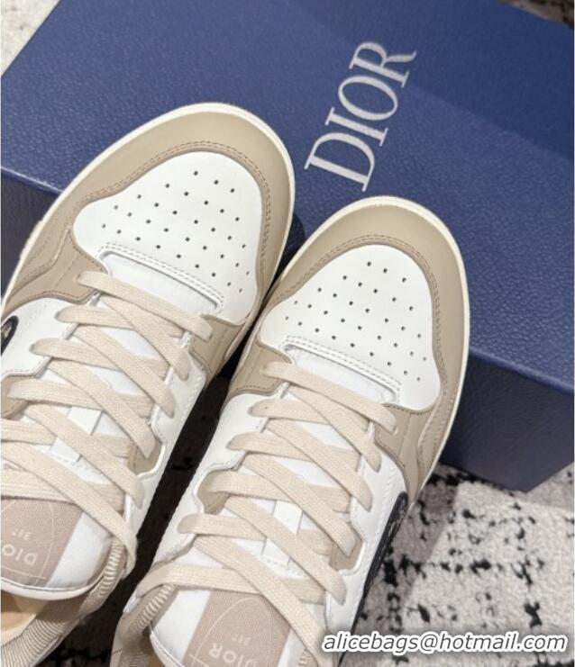 ​Spot Bulk Dior B57 Dribble Low-Top Sneakers in Smooth Calfskin with Beige and Black Dior Oblique Jacquard D0007 White/B