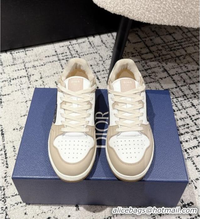 ​Spot Bulk Dior B57 Dribble Low-Top Sneakers in Smooth Calfskin with Beige and Black Dior Oblique Jacquard D0007 White/B