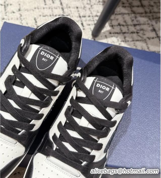 ​Buy Classic Dior B57 Dribble Low-Top Sneakers in Smooth Calfskin with Beige and Black Dior Oblique Jacquard D0007 White