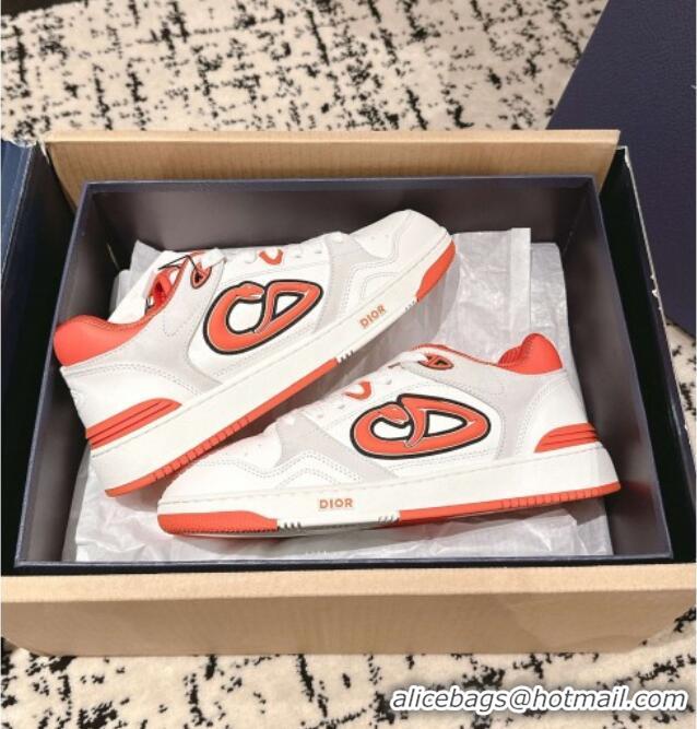 ​Hot Style Dior B57 Dribble Low-Top Sneakers in Calfskin Leather D008 White/Orange 2025