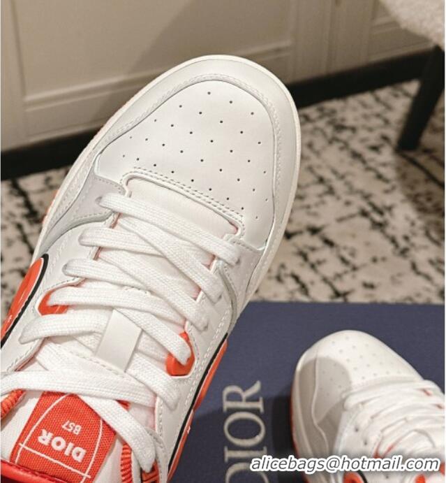 ​Hot Style Dior B57 Dribble Low-Top Sneakers in Calfskin Leather D008 White/Orange 2025