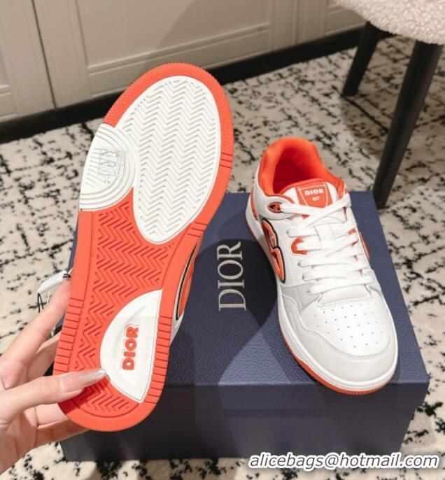 ​Hot Style Dior B57 Dribble Low-Top Sneakers in Calfskin Leather D008 White/Orange 2025