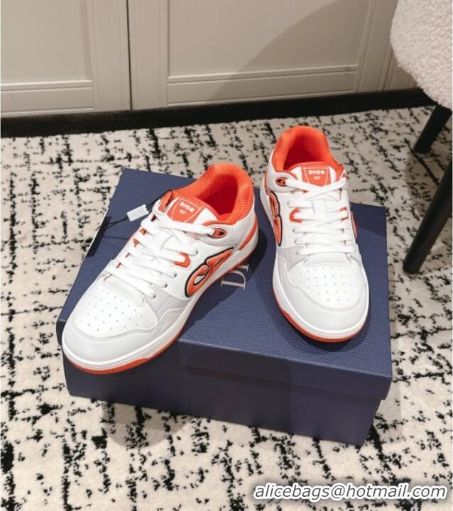 ​Hot Style Dior B57 Dribble Low-Top Sneakers in Calfskin Leather D008 White/Orange 2025