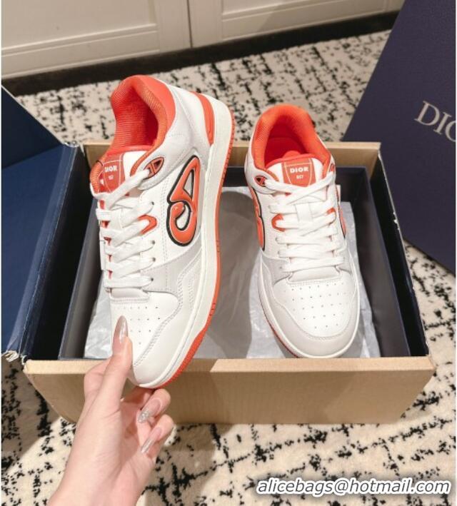 ​Hot Style Dior B57 Dribble Low-Top Sneakers in Calfskin Leather D008 White/Orange 2025