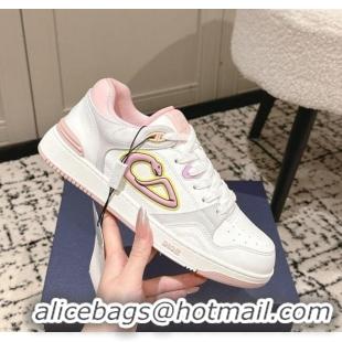 Inexpensive Dior B57 Dribble Low-Top Sneakers in Calfskin Leather D008 White/Light Pink 2025