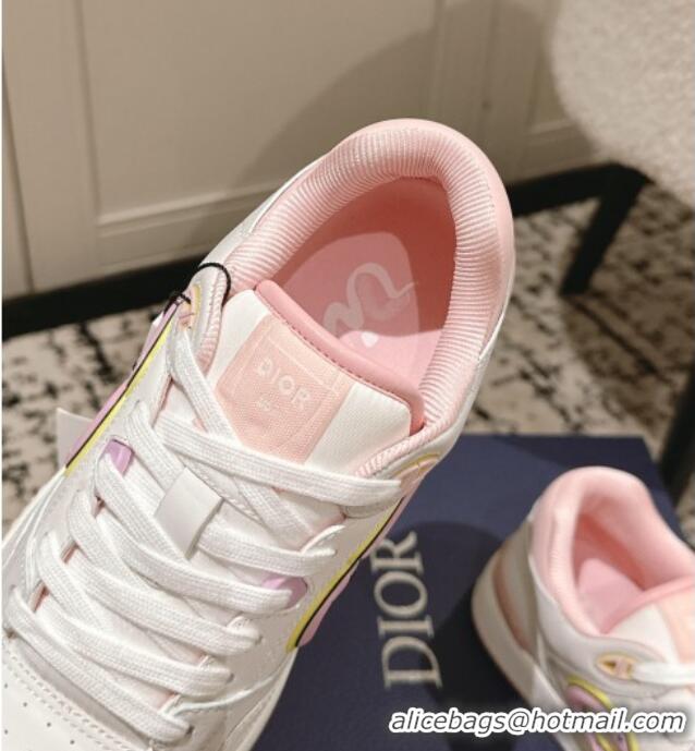 Inexpensive Dior B57 Dribble Low-Top Sneakers in Calfskin Leather D008 White/Light Pink 2025