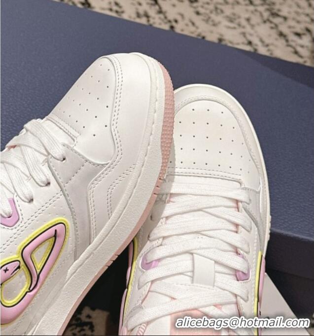 Inexpensive Dior B57 Dribble Low-Top Sneakers in Calfskin Leather D008 White/Light Pink 2025