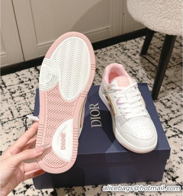 Inexpensive Dior B57 Dribble Low-Top Sneakers in Calfskin Leather D008 White/Light Pink 2025