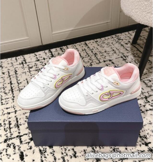 Inexpensive Dior B57 Dribble Low-Top Sneakers in Calfskin Leather D008 White/Light Pink 2025