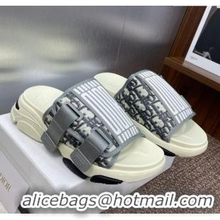 Low Cost Dior D-Wander Platform Slides Sandal in Oblique Fabric D0021 Grey 2025