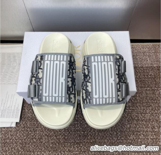 Low Cost Dior D-Wander Platform Slides Sandal in Oblique Fabric D0021 Grey 2025