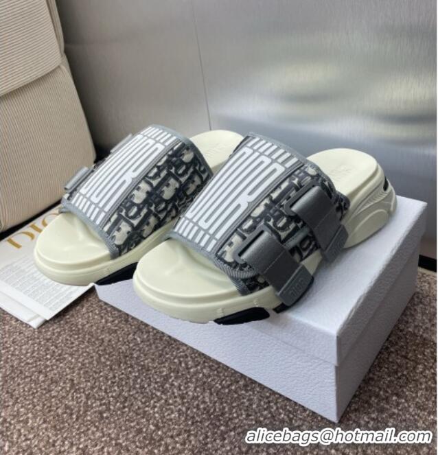 Low Cost Dior D-Wander Platform Slides Sandal in Oblique Fabric D0021 Grey 2025