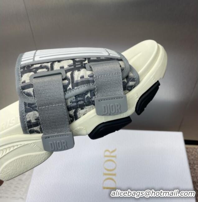Low Cost Dior D-Wander Platform Slides Sandal in Oblique Fabric D0021 Grey 2025