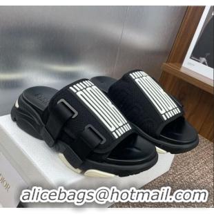 Top Quality Dior D-Wander Platform Slides Sandal in Mesh Fabric D0021 Black 2025