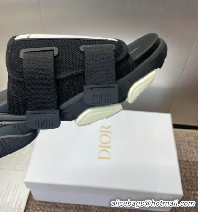 Top Quality Dior D-Wander Platform Slides Sandal in Mesh Fabric D0021 Black 2025