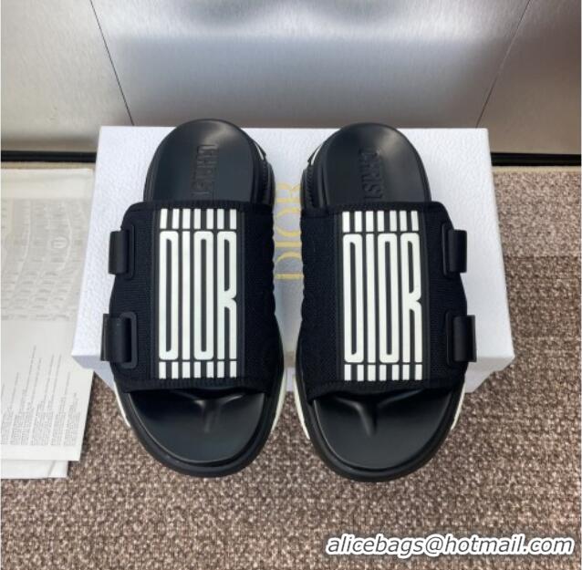 Top Quality Dior D-Wander Platform Slides Sandal in Mesh Fabric D0021 Black 2025