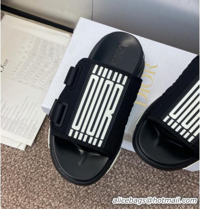 Top Quality Dior D-Wander Platform Slides Sandal in Mesh Fabric D0021 Black 2025