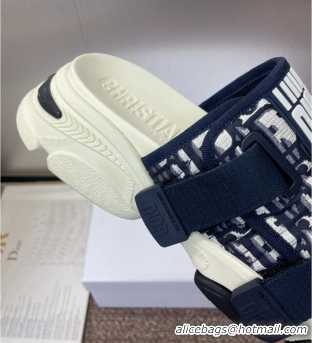 ​Luxury Cheap Dior D-Wander Platform Slides Sandal in Oblique Fabric D0021 Blue/Beige 2025