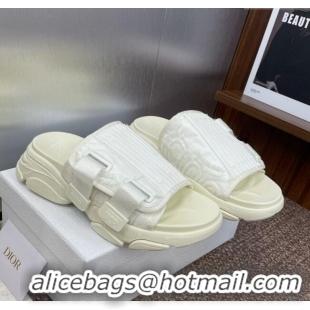 Shop Discount Dior D-Wander Platform Slides Sandal in Oblique Fabric D0021 White 2025