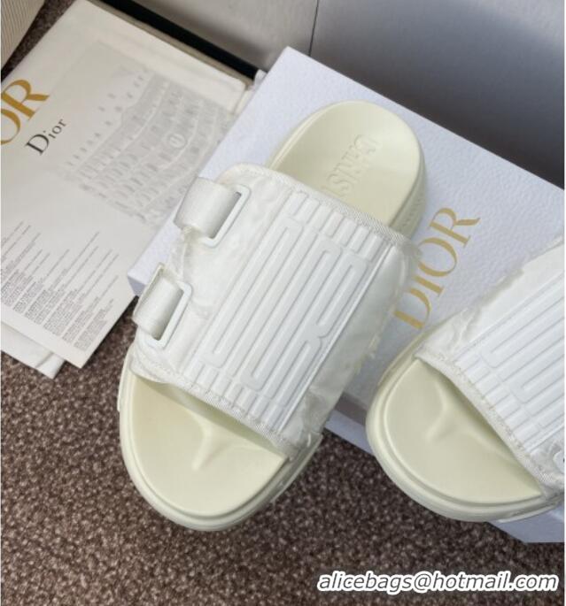 Shop Discount Dior D-Wander Platform Slides Sandal in Oblique Fabric D0021 White 2025