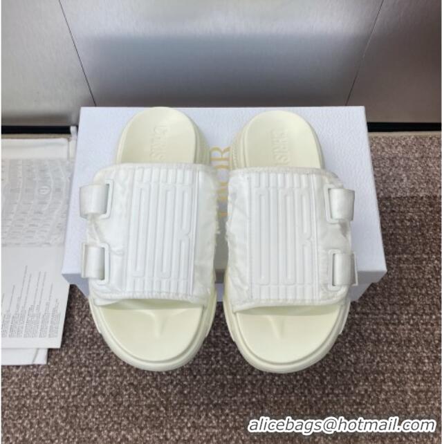 Shop Discount Dior D-Wander Platform Slides Sandal in Oblique Fabric D0021 White 2025