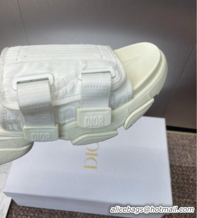 Shop Discount Dior D-Wander Platform Slides Sandal in Oblique Fabric D0021 White 2025