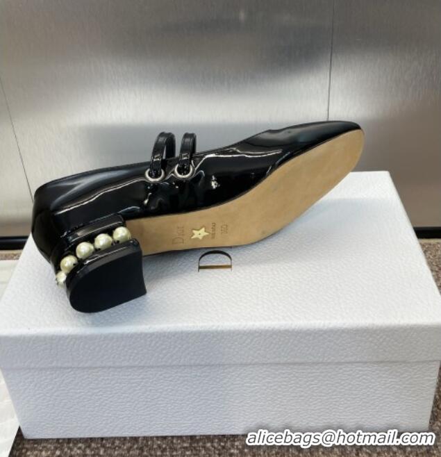 ​Best Quality Dior D-Lane Mary Janes Pumps 3.5cm in Patent Leather with Pearls D0025 Black 2025