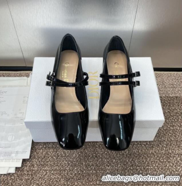 ​Best Quality Dior D-Lane Mary Janes Pumps 3.5cm in Patent Leather with Pearls D0025 Black 2025