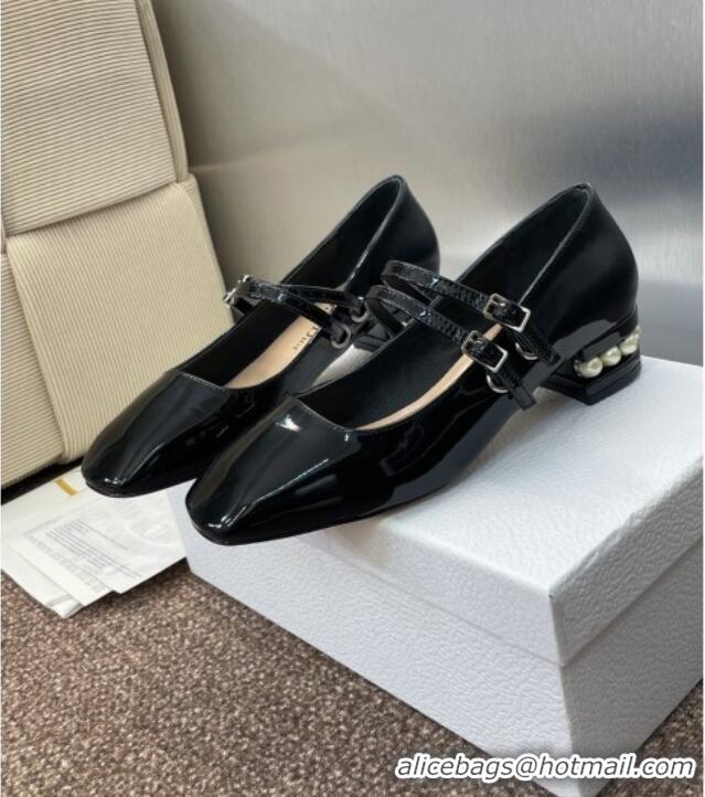 ​Best Quality Dior D-Lane Mary Janes Pumps 3.5cm in Patent Leather with Pearls D0025 Black 2025