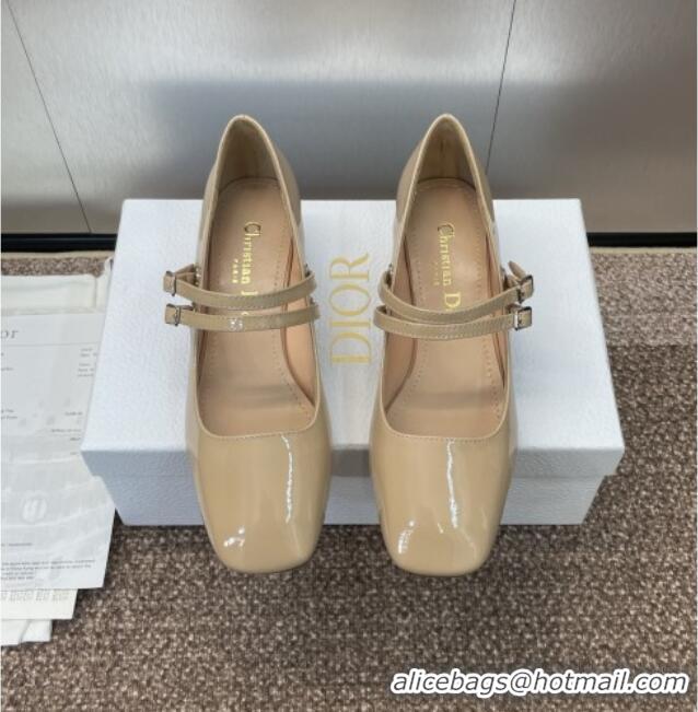Buy Cheap Dior D-Lane Mary Janes Pumps 3.5cm in Patent Leather with Pearls D0025 Beige 2025