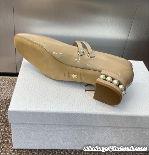 Buy Cheap Dior D-Lane Mary Janes Pumps 3.5cm in Patent Leather with Pearls D0025 Beige 2025
